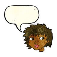 cartoon surprised woman with speech bubble N86