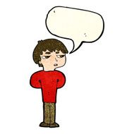cartoon antisocial boy with speech bubble N4