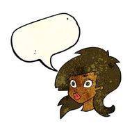 cartoon pretty surprised woman with speech bubble N2