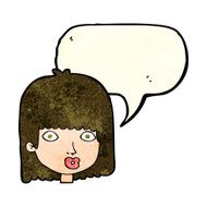 cartoon surprised woman with speech bubble N87