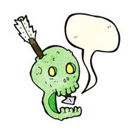 funny cartoon skull and arrow with speech bubble N4