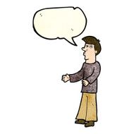 cartoon curious man with speech bubble N25