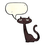 cartoon black cat with speech bubble N11