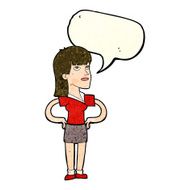cartoon woman with hands on hips speech bubble N76