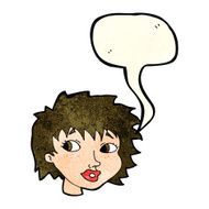 cartoon surprised woman with speech bubble N88