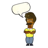 cartoon mustache muscle man with speech bubble N3