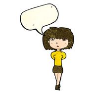 cartoon shy woman with speech bubble N20