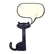 cartoon black cat with speech bubble N12