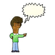 cartoon man pointing with speech bubble N67
