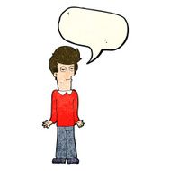 cartoon bored man shrugging shoulders with speech bubble N4