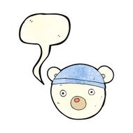 cartoon polar bear cub wearing hat with speech bubble N2