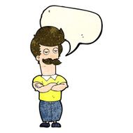 cartoon mustache muscle man with speech bubble N4