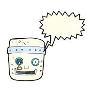 cartoon robot head with speech bubble N20