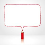 Red Pencil Drawing Smooth Rectangular Speech Balloon