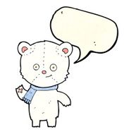 cartoon polar bear waving with speech bubble N4