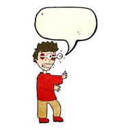 cartoon terrified boy with speech bubble N4