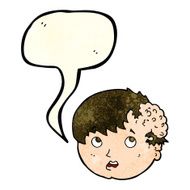 cartoon boy with ugly growth on head speech bubble N4