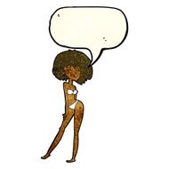 cartoon woman in bikini with speech bubble N16