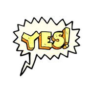 cartoon yes symbol with speech bubble N2