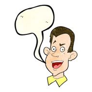 cartoon male face with speech bubble N8