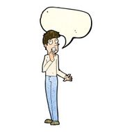 cartoon worried man with speech bubble N30