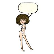 cartoon woman in bikini with speech bubble N17