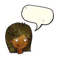 cartoon happy female face with speech bubble N61
