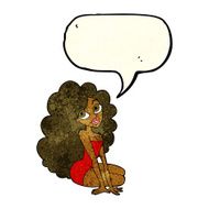 cartoon pretty woman with speech bubble N97
