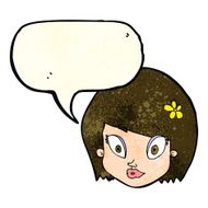 cartoon happy female face with speech bubble N62