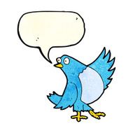 cartoon dancing bluebird with speech bubble N2