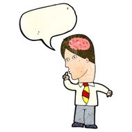 cartoon businessman with huge brain speech bubble N4
