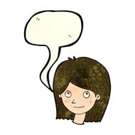 cartoon happy female face with speech bubble N63