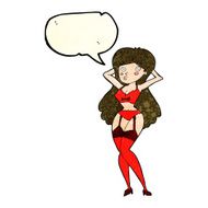 cartoon woman in lingerie with speech bubble N15