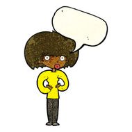 cartoon surprised woman with speech bubble N89