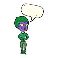 cartoon zombie girl with speech bubble N5