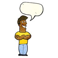 cartoon grinning man with speech bubble N28
