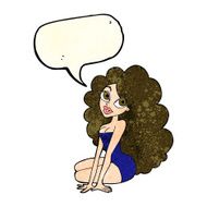 cartoon pretty woman with speech bubble N98