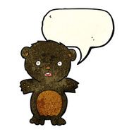 frightened black bear cartoon with speech bubble N2