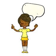cartoon pretty girl with idea speech bubble N9