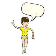 cartoon pretty girl asking question with speech bubble N2