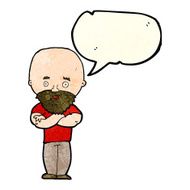 cartoon shocked bald man with beard speech bubble N4