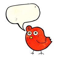 funny cartoon bird with speech bubble N46