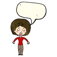 cartoon woman with closed eyes speech bubble N4