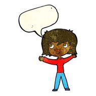 cartoon happy girl with speech bubble N33