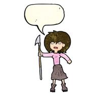 cartoon woman with harpoon speech bubble N4