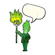 cartoon devil with pitchfork speech bubble N10