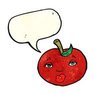 cartoon apple with face speech bubble N5
