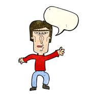 cartoon angry man waving warning with speech bubble N4