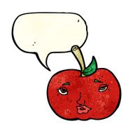 cartoon apple with face speech bubble N6