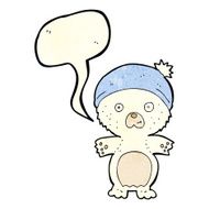 cartoon cute polar bear in hat with speech bubble N2